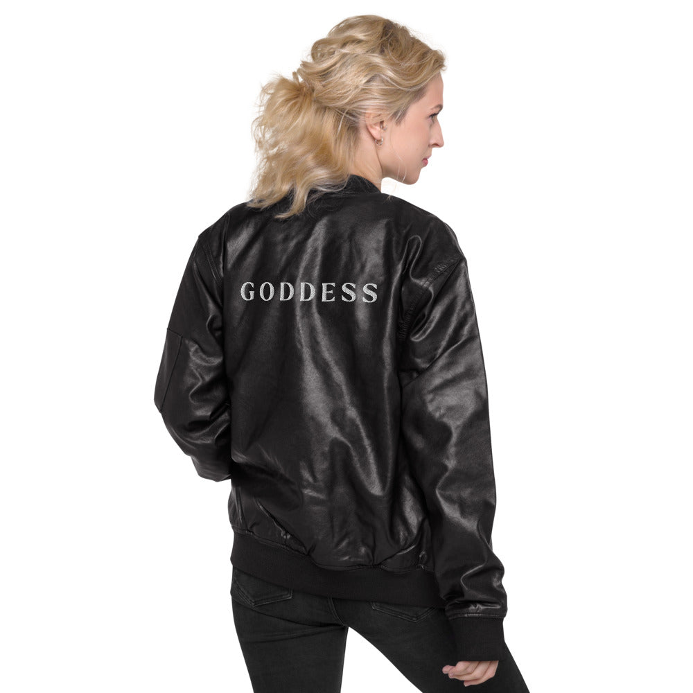 Goddess Sexy Leather Bomber Jacket