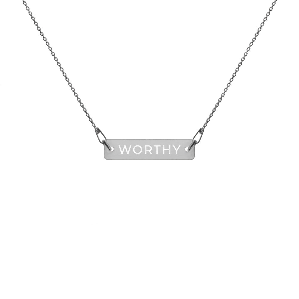 WORTHY Engraved Bar Chain Necklace